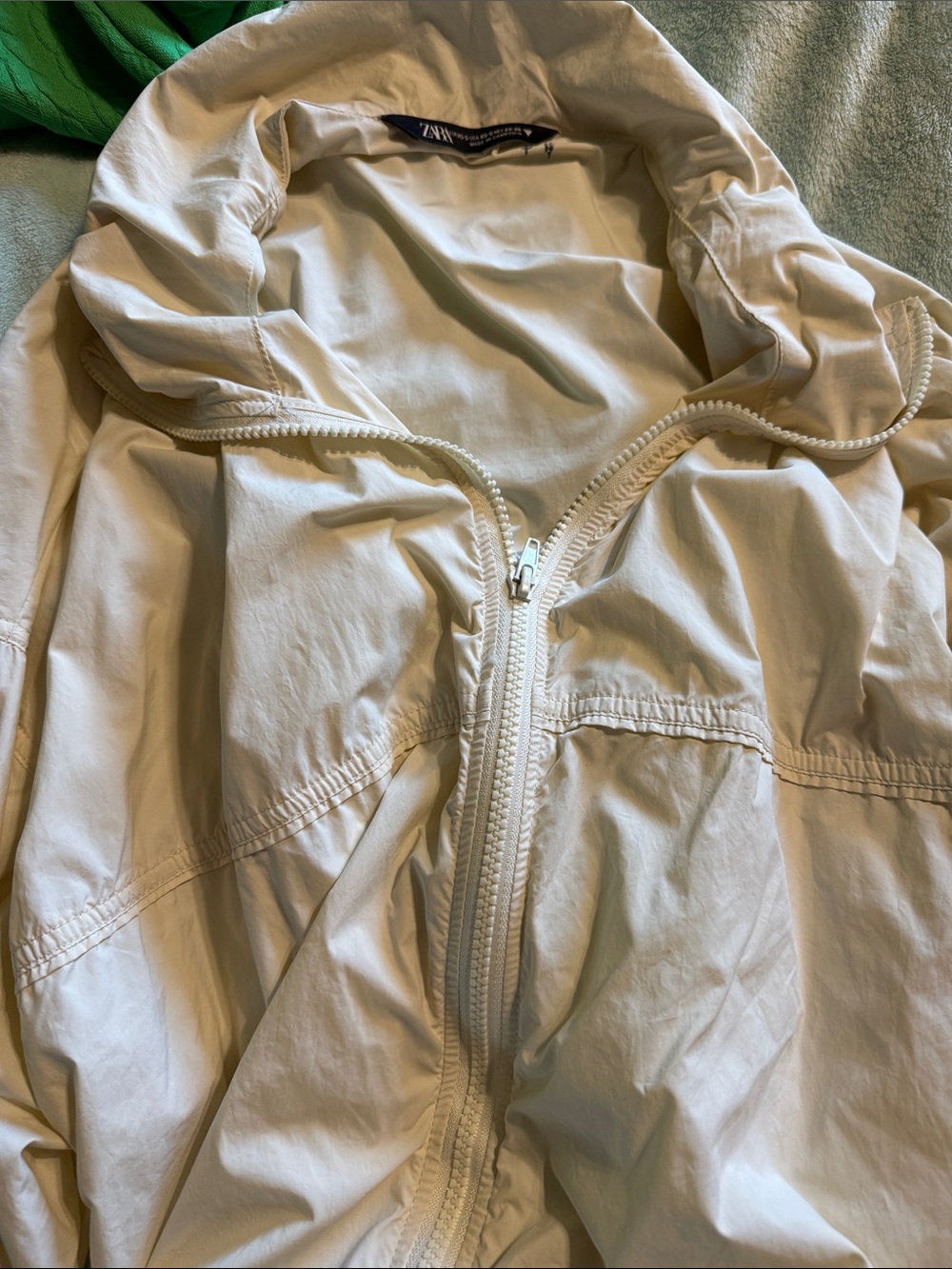 Zara Off-White Hooded Utility Jacket